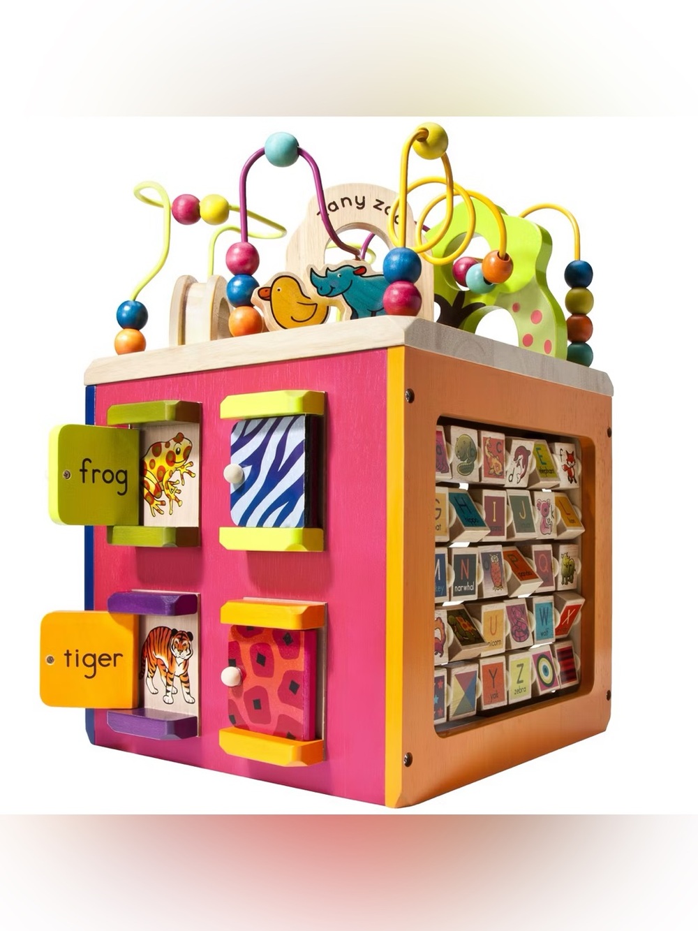 B. toys Wooden Activity Cube - Zany Zoo: Educational Play with Animals